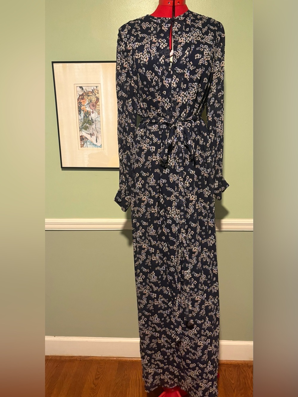 ESCADA Dabine Long Sleeve Floral Belted Maxi